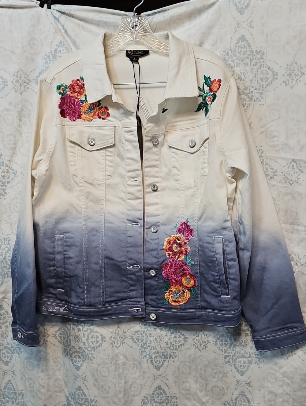 Embroidered Ombre Jean Jacket By DG2 Diane Gilman